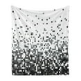 thumbnail image 1 of Geometric Soft Flannel Fleece Throw Blanket, Graphics Pixel with Little Squares Greyscale Modern Computer Pattern, Cozy Plush for Indoor and Outdoor Use, 60" x 80", Grey Dark Grey White, by Ambesonne, 1 of 5