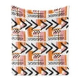 thumbnail image 1 of Geometric Soft Flannel Fleece Throw Blanket, Hand Drawn and Grunge Looking Arrows Rectangles and Squares, Cozy Plush for Indoor and Outdoor Use, 50" x 60", Orange Pale Pink Black, by Ambesonne, 1 of 5