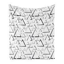Geometric Soft Flannel Fleece Throw Blanket, Hand Drawn Triangles Creative Abstract Minimalist Urban Style Artisan Print, Cozy Plush for Indoor and Outdoor Use, 50" x 60", Black White, by Ambesonne