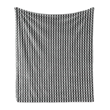 Geometric Soft Flannel Fleece Throw Blanket, Herringbone Zigzags Stacked Cubes Pattern Greyscale Illustration, Cozy Plush for Indoor and Outdoor Use, 70" x 90", Black Grey and Pale Grey, by Ambesonne