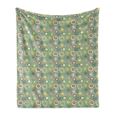 Geometric Soft Flannel Fleece Throw Blanket, Illustration of Heart and Dot Shaped Abstract Contemporary Art, Cozy Plush for Indoor and Outdoor Use, 70" x 90", Multicolor, by Ambesonne