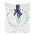 thumbnail image 1 of Geometric Soft Flannel Fleece Throw Blanket, Geometric Illustration with Messages and Two Hands Reaching, Cozy Plush for Indoor and Outdoor Use, 70" x 90", Blue Violet and Teal, by Ambesonne, 1 of 5
