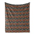 thumbnail image 1 of Geometric Soft Flannel Fleece Throw Blanket, Knitted Seem Jacquard View Pattern Geometric Image, Cozy Plush for Indoor and Outdoor Use, 60" x 80", Petrol Blue Cinnamon, by Ambesonne, 1 of 5