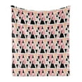 thumbnail image 1 of Geometric Soft Flannel Fleece Throw Blanket, Modern Composition with Different Colored Triangles Doodle Shapes, Cozy Plush for Indoor and Outdoor Use, 50" x 70", Peach Coral Black, by Ambesonne, 1 of 5