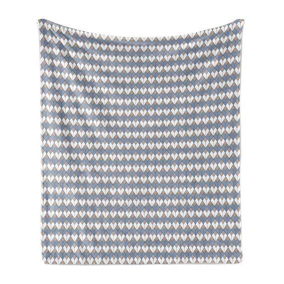 Geometric Soft Flannel Fleece Throw Blanket, Modern Nested Repeating Diamond Line Pattern with Vertical Lines, Cozy Plush for Indoor and Outdoor Use, 50" x 60", Dried Rose Slate Blue, by Ambesonne