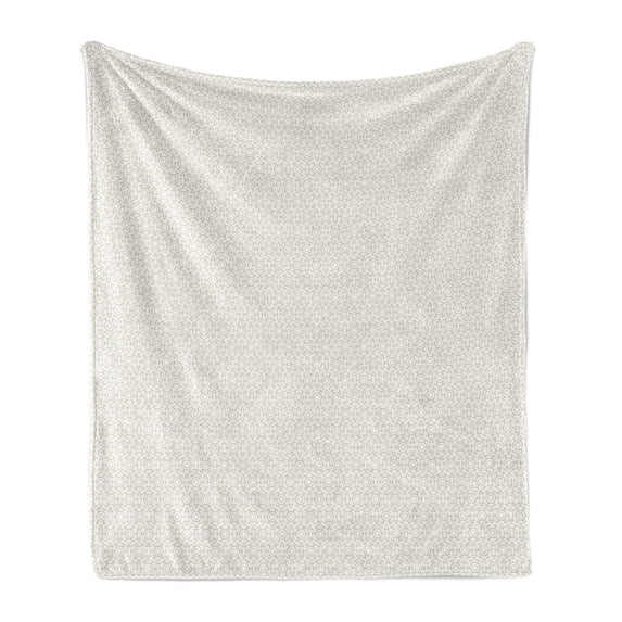 Geometric Soft Flannel Fleece Throw Blanket, Monochrome Illustration Abstract Concentric and Different Hexagons Pattern, Cozy Plush for Indoor and Outdoor Use, 70" x 90", Dust and White, by Ambesonne