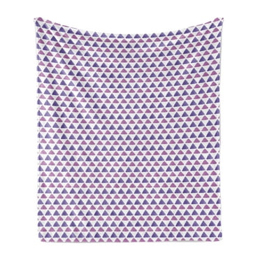 Geometric Soft Flannel Fleece Throw Blanket, Mosaic Design with Small Triangles in Watercolor Style Grid, Cozy Plush for Indoor and Outdoor Use, 60" x 80", Lilac Lavender and White, by Ambesonne