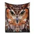 thumbnail image 1 of Geometric Soft Flannel Fleece Throw Blanket, Mosaic Owl Head in Linked Angled Triangle Forms Retro Style Funk Boho Design, Cozy Plush for Indoor and Outdoor Use, 70" x 90", Orange Brown, by Ambesonne, 1 of 5