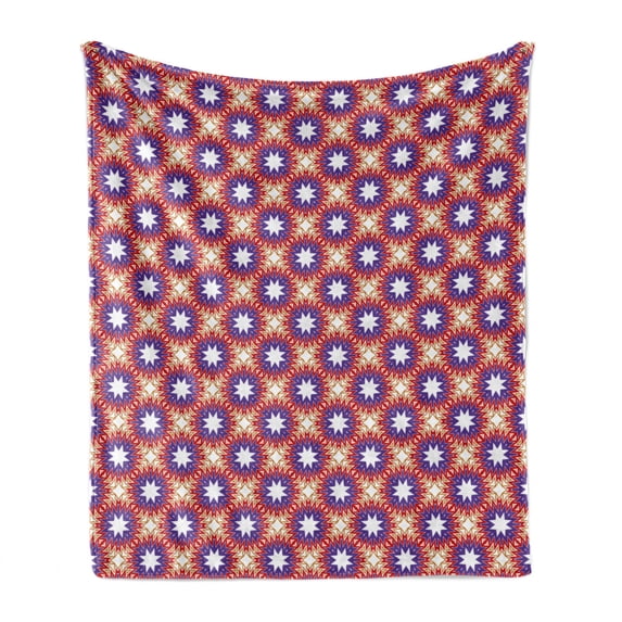 Geometric Soft Flannel Fleece Throw Blanket, Octagonal Stars Formed by Zigzag Lines and Triangles, Cozy Plush for Indoor and Outdoor Use, 50" x 70", Blue Violet Blue Violet, by Ambesonne