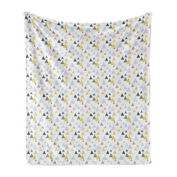 Geometric Soft Flannel Fleece Throw Blanket, Pastel Colored Repeating Big and Small Triangles Pattern in Scandinavian Style, Cozy Plush for Indoor and Outdoor Use, 60" x 80", Multicolor, by Ambesonne