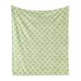 thumbnail image 1 of Geometric Soft Flannel Fleece Throw Blanket, Pastel Monochrome Traditional Style Quatrefoil Shapes in Continuous Pattern, Cozy Plush for Indoor and Outdoor Use, 50" x 60", Pastel Green, by Ambesonne, 1 of 5