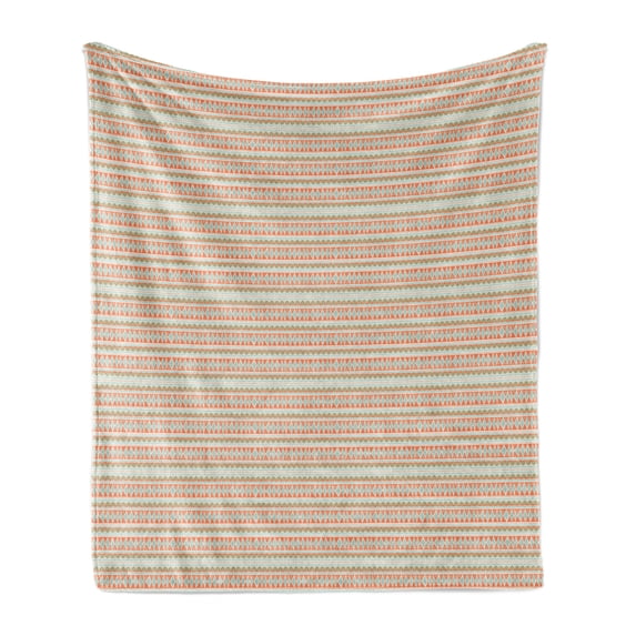 Geometric Soft Flannel Fleece Throw Blanket, Geometric Soft Pattern with Abstract Shapes and Hand-Drawn Elements, Cozy Plush for Indoor and Outdoor Use, 50" x 60", Baby Blue Coral Sepia, by Ambesonne
