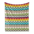 thumbnail image 1 of Geometric Soft Flannel Fleece Throw Blanket, Pattern with Geometric Prehistoric Effects in Contrast Colors Artwork, Cozy Plush for Indoor and Outdoor Use, 60" x 80", Multicolor, by Ambesonne, 1 of 5