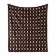 thumbnail image 1 of Geometric Soft Flannel Fleece Throw Blanket, Pattern of Rhombuses Illustration Repeating Lozenge Shapes, Cozy Plush for Indoor and Outdoor Use, 60" x 80", Chestnut Brown and Cream, by Ambesonne, 1 of 6