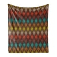 thumbnail image 1 of Geometric Soft Flannel Fleece Throw Blanket, Prehistoric Abstract Folk Dots Forming Diamond Forms Pattern, Cozy Plush for Indoor and Outdoor Use, 50" x 60", Multicolor, by Ambesonne, 1 of 6