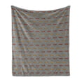 thumbnail image 1 of Geometric Soft Flannel Fleece Throw Blanket, Repeating Rectangular Blocks Abstract Style with Bricks Motif, Cozy Plush for Indoor and Outdoor Use, 50" x 70", Orange Black and White, by Ambesonne, 1 of 6