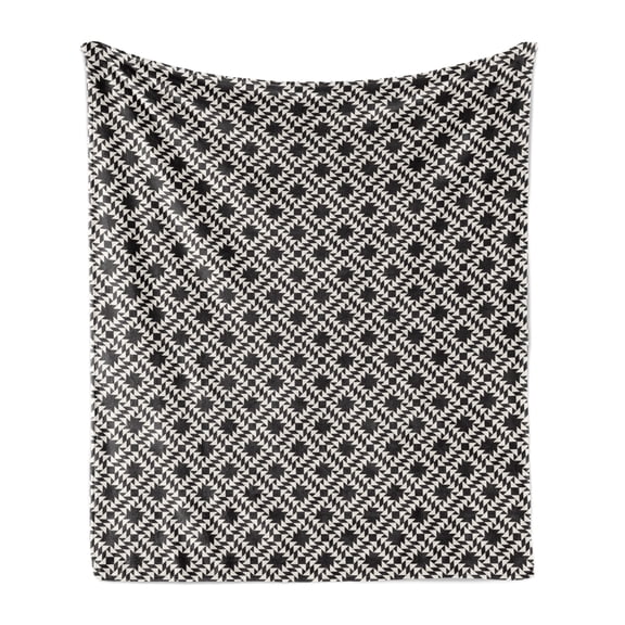Geometric Soft Flannel Fleece Throw Blanket, Repetitive Triangular Pattern Contemporary Design, Cozy Plush for Indoor and Outdoor Use, 50" x 70", Charcoal Grey Eggshell, by Ambesonne