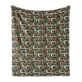 thumbnail image 1 of Geometric Soft Flannel Fleece Throw Blanket, Retro Inspired Grunge Style Funky Image in Repetitive Pattern, Cozy Plush for Indoor and Outdoor Use, 50" x 70", Dark Cocoa Sky Blue, by Ambesonne, 1 of 5