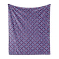 thumbnail image 1 of Geometric Soft Flannel Fleece Throw Blanket, Retro Inspired Symmetric Pattern with Abstract Rounds and Circles, Cozy Plush for Indoor and Outdoor Use, 60" x 80", Dark Violet Multicolor, by Ambesonne, 1 of 5