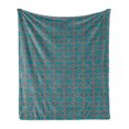 thumbnail image 1 of Geometric Soft Flannel Fleece Throw Blanket, Simple Abstract Lattice in Cold Tones Print, Cozy Plush for Indoor and Outdoor Use, 50" x 70", Petrol Blue Multicolor, by Ambesonne, 1 of 5