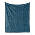 thumbnail image 1 of Geometric Soft Flannel Fleece Throw Blanket, Simplistic Outline Pattern of Hexagons Grid with Dotted Edges, Cozy Plush for Indoor and Outdoor Use, 60" x 80", Petrol Blue and White, by Ambesonne, 1 of 5