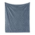thumbnail image 1 of Geometric Soft Flannel Fleece Throw Blanket, Simplistic Scandinavian Inspired Pattern with Repeating Doodle Triangles, Cozy Plush for Indoor and Outdoor Use, 50" x 60", Night Blue White, by Ambesonne, 1 of 6