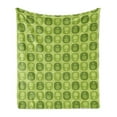 thumbnail image 1 of Geometric Soft Flannel Fleece Throw Blanket, Squircles in Different Forms Monochromatic Nature Tones Retro Illustration, Cozy Plush for Indoor and Outdoor Use, 50" x 60", Olive Green, by Ambesonne, 1 of 5