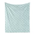 thumbnail image 1 of Geometric Soft Flannel Fleece Throw Blanket, Triangle Design with Square Shapes in Pastel Colors Traditional Patchwork, Cozy Plush for Indoor and Outdoor Use, 60" x 80", Cream Pale Blue, by Ambesonne, 1 of 6