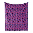 thumbnail image 1 of Geometric Soft Flannel Fleece Throw Blanket, Triangles Pattern Along Vertical Stripes Modern Abstract Design, Cozy Plush for Indoor and Outdoor Use, 70" x 90", Hot Pink and Blue Violet, by Ambesonne, 1 of 6