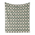 thumbnail image 1 of Geometric Soft Flannel Fleece Throw Blanket, Triangles Pattern Diagonal Blanket Cubism Textured Graphic, Cozy Plush for Indoor and Outdoor Use, 60" x 80", Almond Green Dimgray, by Ambesonne, 1 of 6