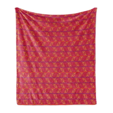 Geometric Soft Flannel Fleece Throw Blanket, Triangular Illustration Angular Abstraction Native Composition Ornamental, Cozy Plush for Indoor and Outdoor Use, 60" x 80", Multicolor, by Ambesonne