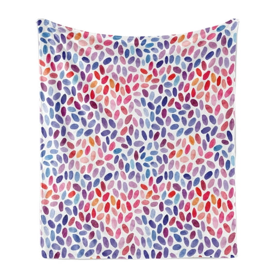 Geometric Soft Flannel Fleece Throw Blanket, Trippy Abstract Watercolor Mix Funky Structured Hand Drawn Print, Cozy Plush for Indoor and Outdoor Use, 60" x 80", Multicolor, by Ambesonne
