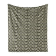 thumbnail image 1 of Geometric Soft Flannel Fleece Throw Blanket, Wavy Vertical Old Fashion Ornamental Tiles Boho Design, Cozy Plush for Indoor and Outdoor Use, 70" x 90", Charcoal Grey Yellow, by Ambesonne, 1 of 5