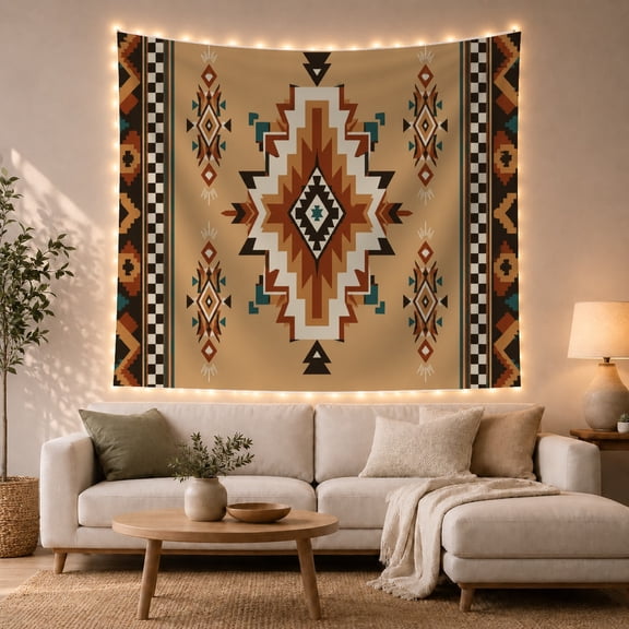 Geometric Southwestern Motifs With Layered Diamond Shaped, Mystical Fantasy for Space Lovers, Wall Decor, Housewarming Gift, Tapestry Wall Hanging for Dorm and Living Room