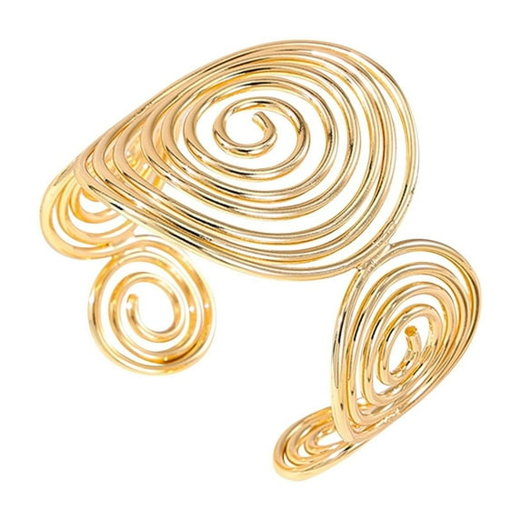 Geometric Spiral Bracelet Stretchy Gold Bracelets Minimalist Adjustable Metal Wire Bangle Artistic Statement Jewelry for Women golden