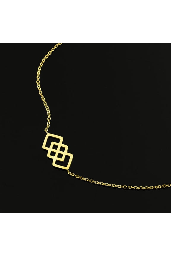 Womens Geometric Square Bracelet Stainless Steel Web Design Korean Fashion Jewelry Anniversary Celebration Employee