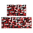 thumbnail image 1 of Geometric Square Red Pattern Anti Fatigue Kitchen Rugs Set Of 2, Non Slip Washable Decorative Floor Mats for Kitchen Sink Laundry, 17"x30" and 17"x47", 1 of 6