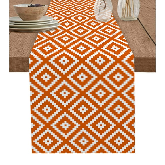 Geometric Square Texture Orange Table Runner Country Wedding ration Tablecloth Hotel Dining Table Kitchen Table Mats