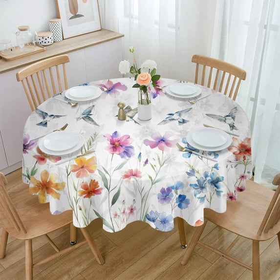 Christmas Winter Snowflake Gnome Round Tablecloth Waterproof Wedding Decor Table Cover Christmas Party Decorative Tablecloth