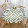 thumbnail image 1 of Geometric Square Textured Sage Green Tablecloths for Dining Table Waterproof Round Table Cover for Kitchen Living Room, 1 of 5