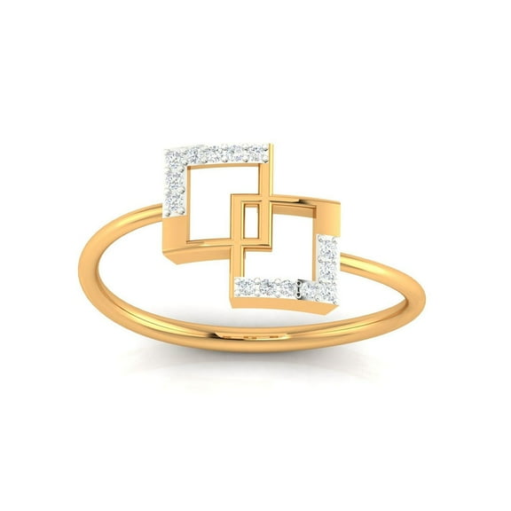 Geometric Square Yellow Gold-Plated Sterling Silver Elegant Ring for Women