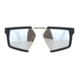 thumbnail image 1 of Geometric Squared Racer Mobster Sunglasses Matte Black Silver Mirror, 1 of 4