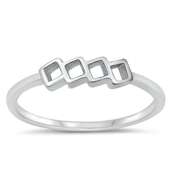 Geometric Squares Ring .925 Sterling Silver Band Jewelry Female Male Unisex Size 7