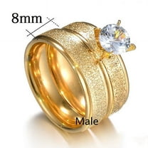 Couple Rings Set Stainless Steel Matching Promise Rings for Him and Her Geometric Frosted Finish Bands for Men and