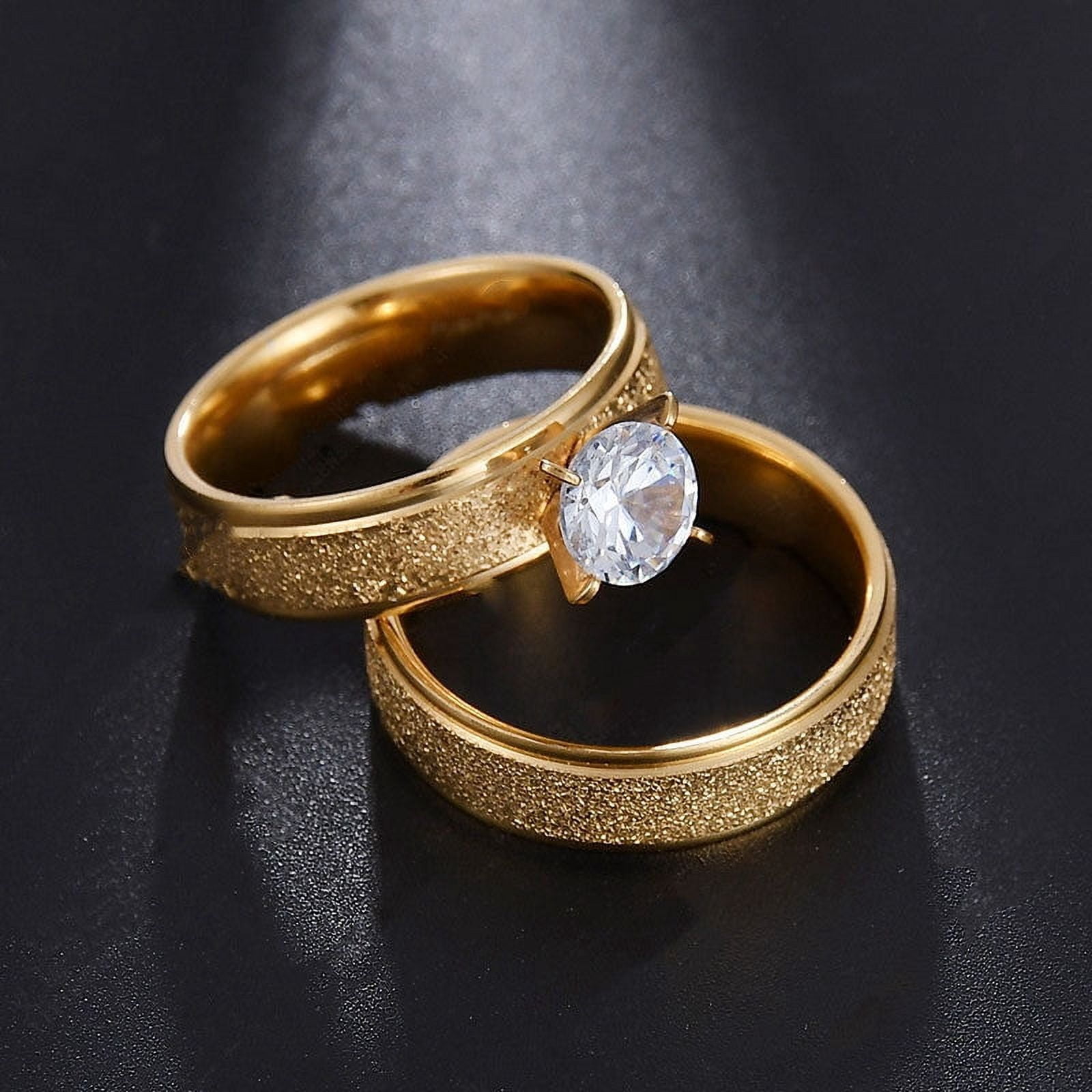 TEMICO His And Hers Matching Stainless Steel Promise Rings - Black & Rose Gold Set - View #11