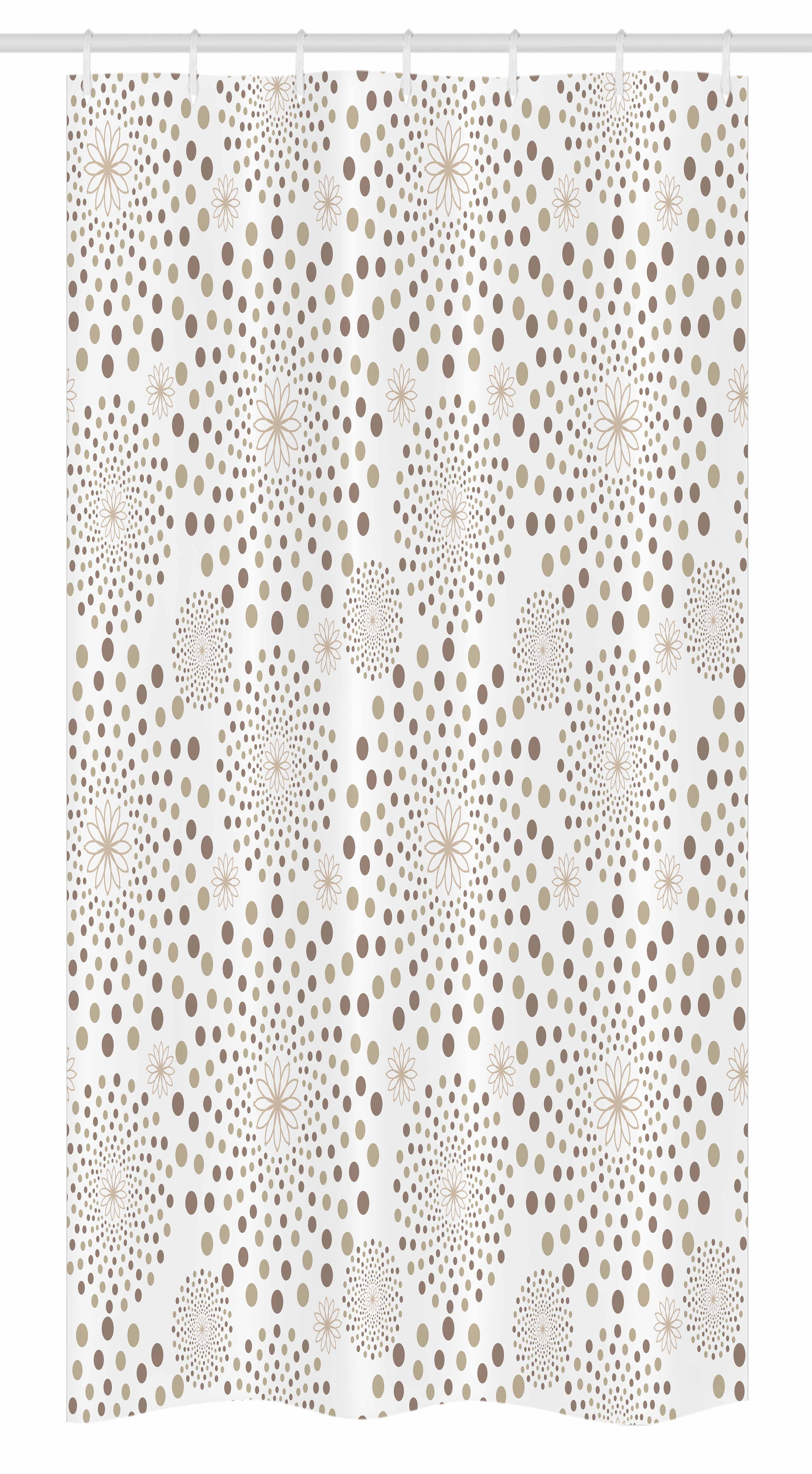 Taupe and White Geometric Fabric Shower Curtain with Hooks