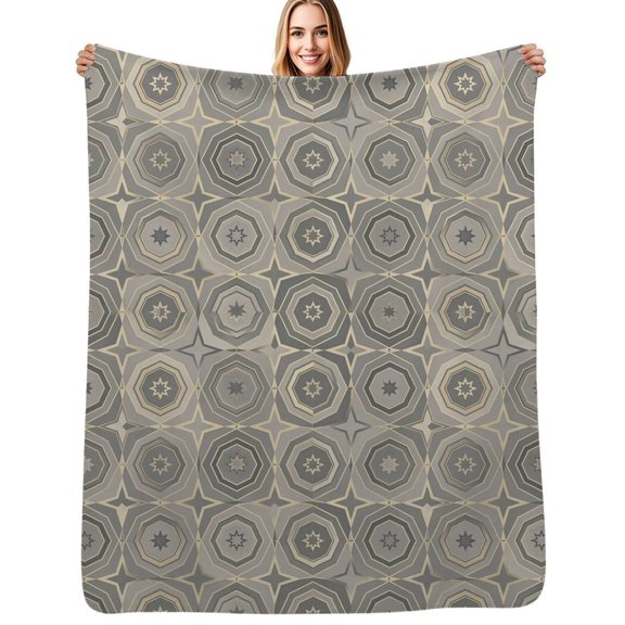 Geometric Star Hexagon Pattern Flannel Blanket Warm Soft Bedding Throws Winter Camping Chair Sofa Bed