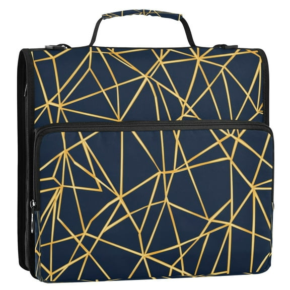 Geometric Star Pattern 3-Ring Binder Bag 13.6x12.4x3.5in Water-Resistant Canvas for School or Office Use