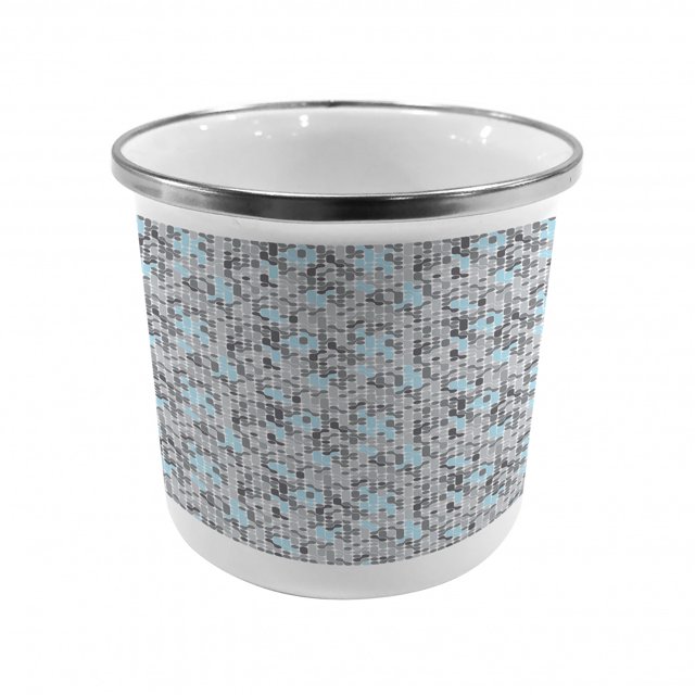 Geometric Steel Camping Mug, Video Games Modern Circular Maze Path Curves Rounds Display, Printed Thermal Cup for Camping and Outdoor Activities, by Ambesonne