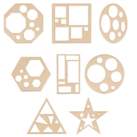 Geometric Stencils for Painting & DIY Crafts, Reusable & Sturdy, ⅛ Inch Thick, Pack of 1, Eco-friendly Classroom Art Supplies, by Woodpeckers